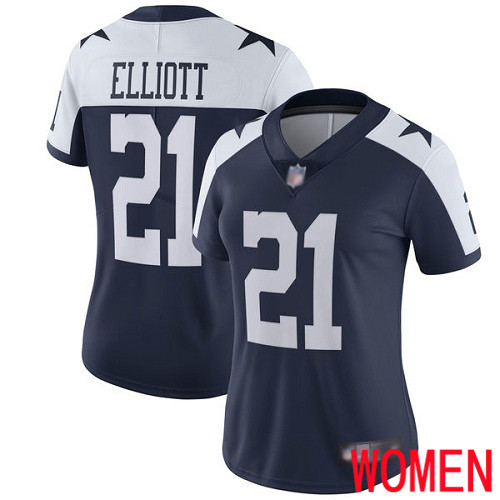 Women Dallas Cowboys Limited Navy Blue Ezekiel Elliott Alternate #21 Vapor Untouchable Throwback NFL Jersey